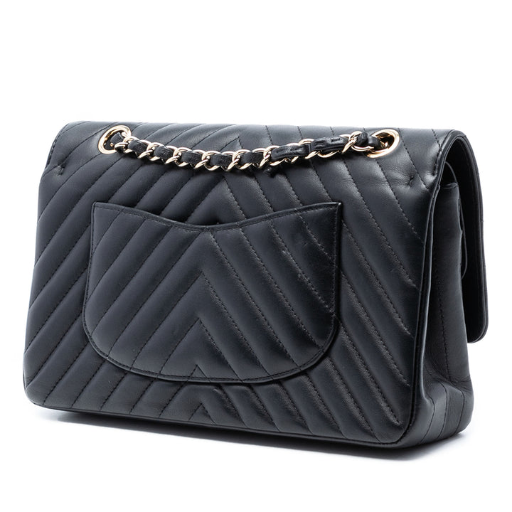Chanel Medium Classic Chevron Cuir d’agneau Double rabat