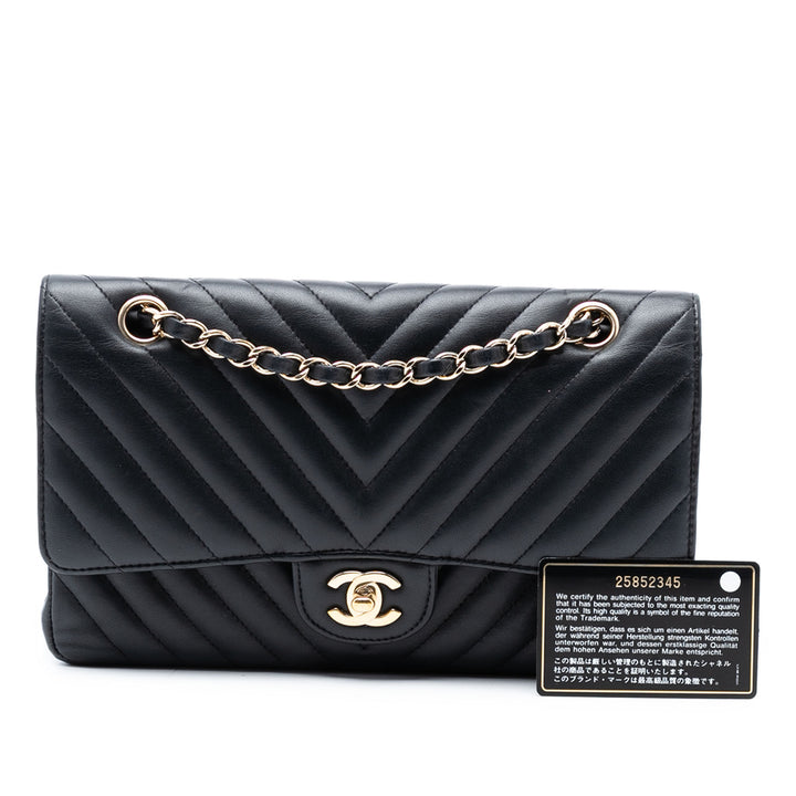 Chanel Medium Classic Chevron Cuir d’agneau Double rabat