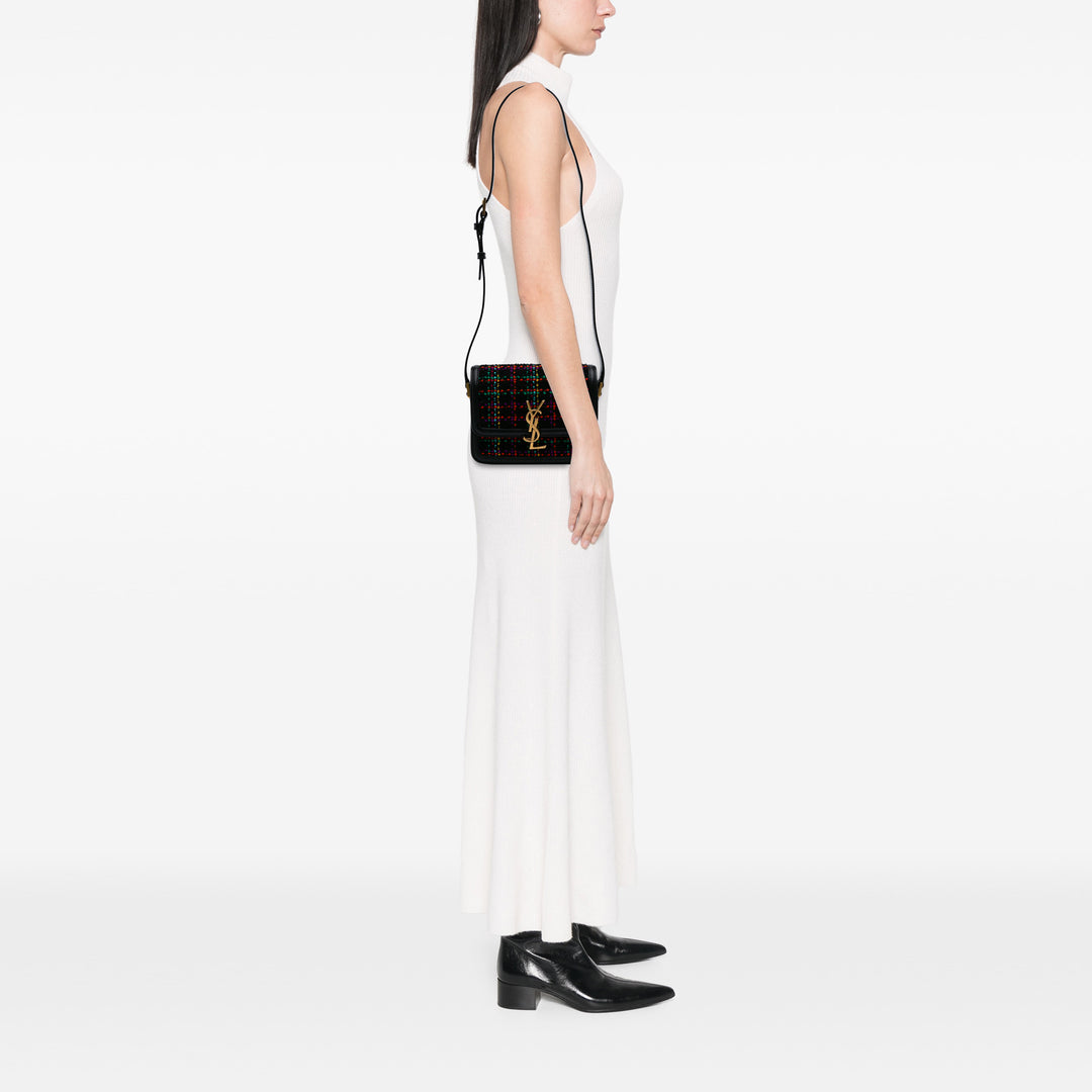Saint Laurent Small Tweed Solferino Sac porté croisé Noir