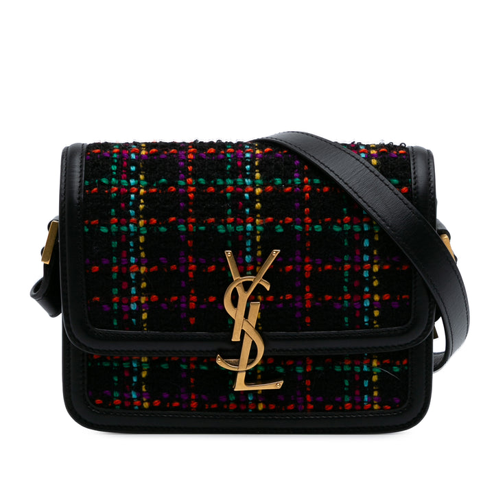 Saint Laurent Small Tweed Solferino Sac porté croisé Noir