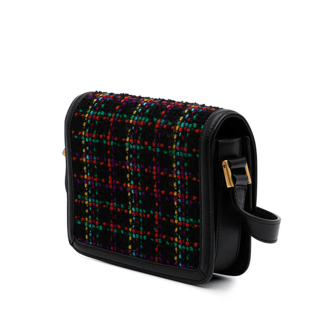 Saint Laurent Small Tweed Solferino Sac porté croisé Noir