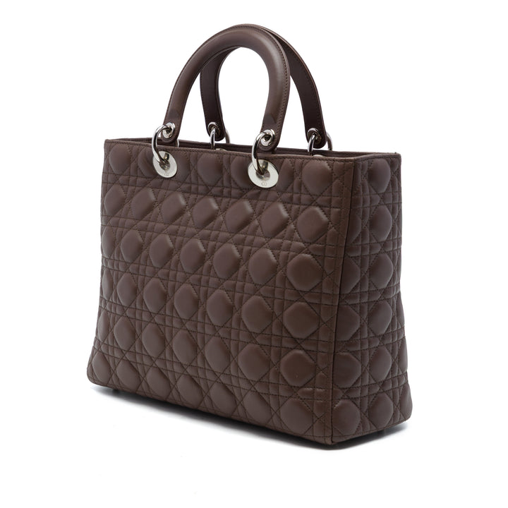 Lady Dior Cannage Grand Cuir d'agneau Marron