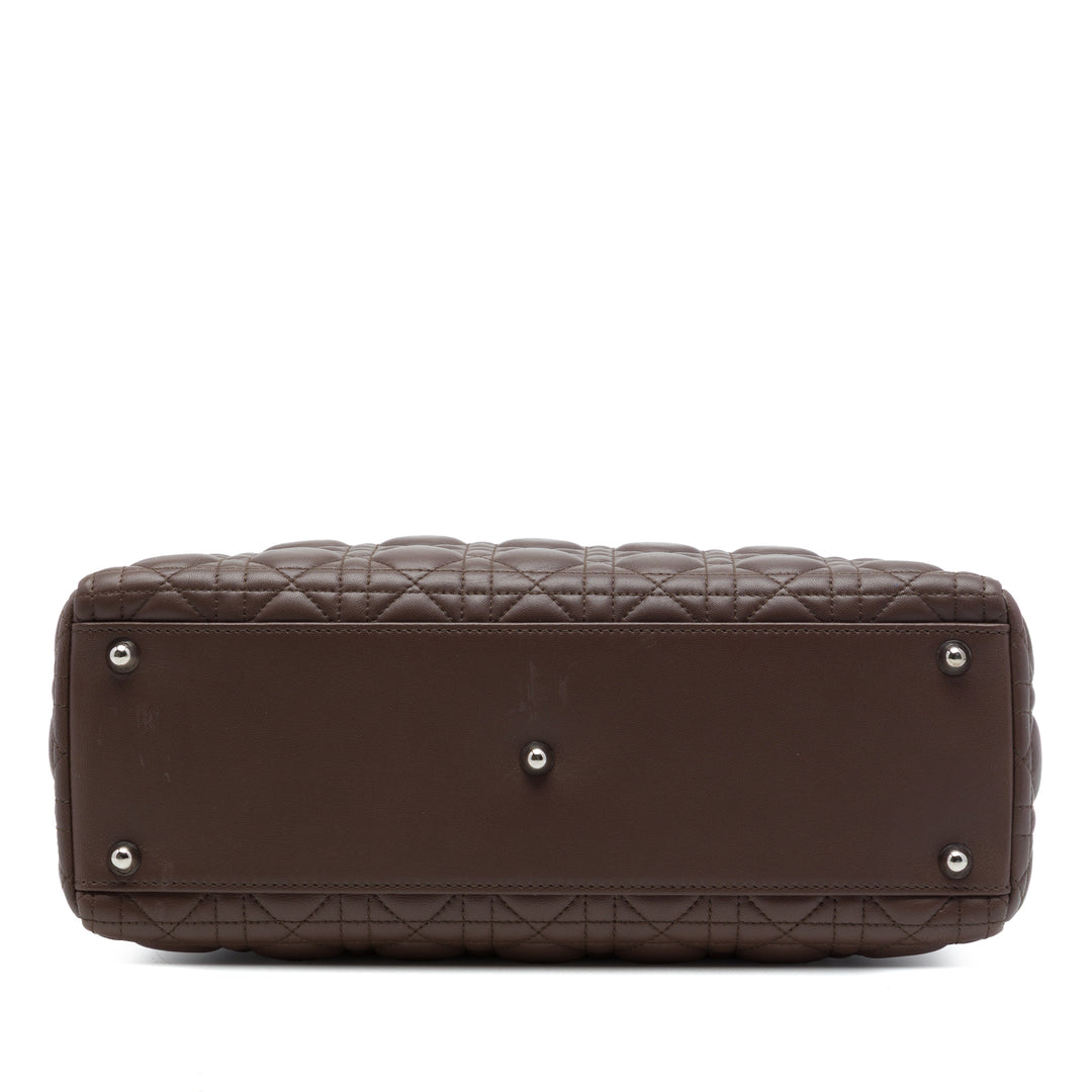 Lady Dior Cannage Grand Cuir d'agneau Marron