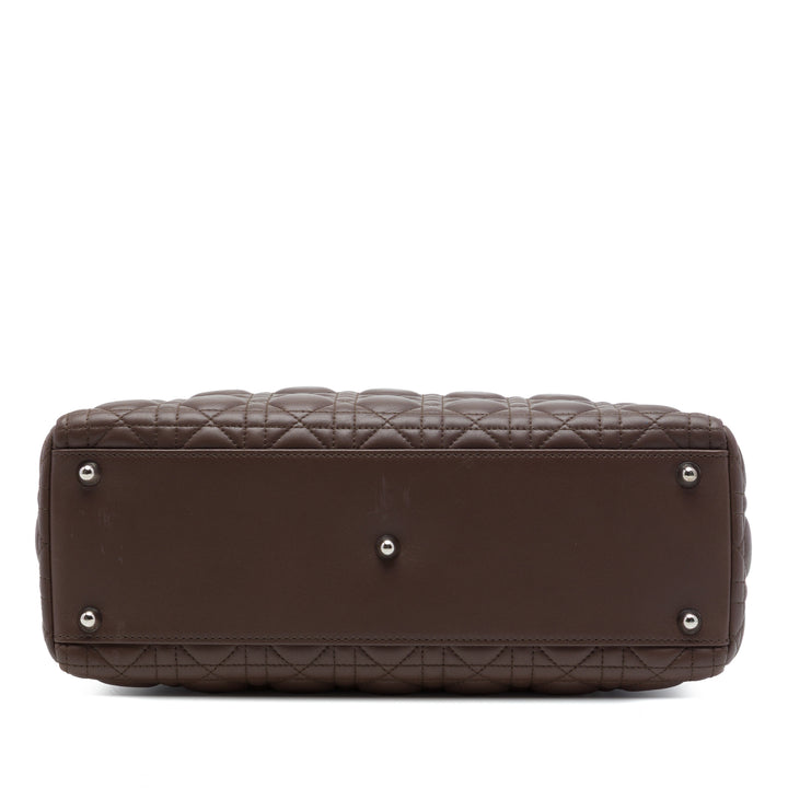 Lady Dior Cannage Grand Cuir d'agneau Marron