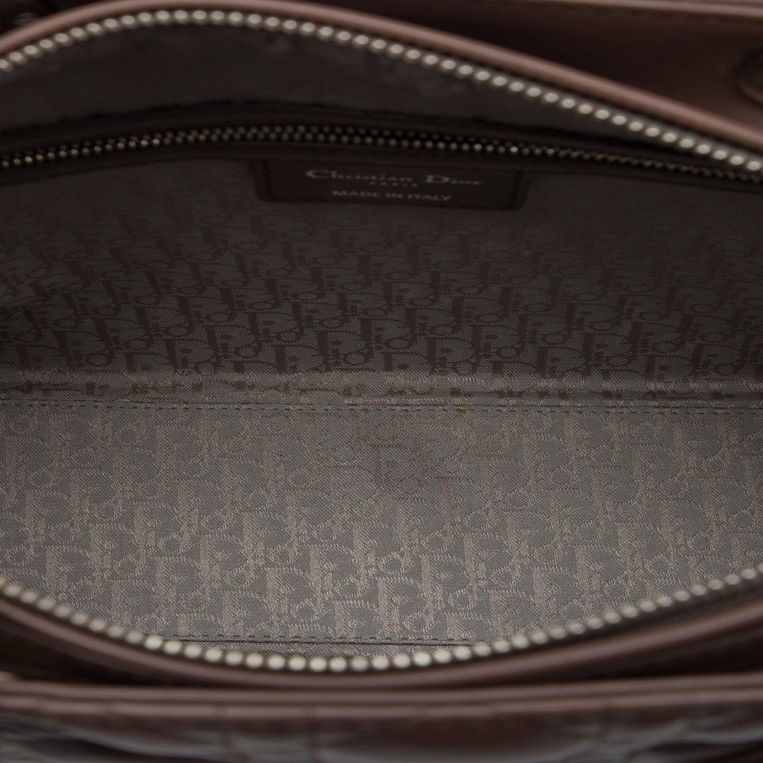 Lady Dior Cannage Grand Cuir d'agneau Marron