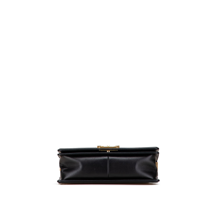 Old Medium Braided Chevron Cotton and Lambskin Boy Flap Black - Gaby Paris