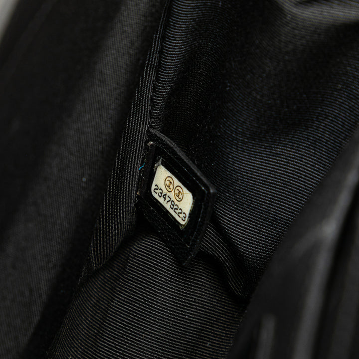 Old Medium Braided Chevron Cotton and Lambskin Boy Flap Black - Gaby Paris