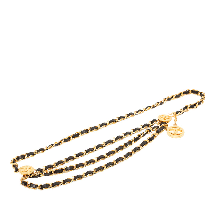 Chanel plaqué Cuir Woven Chain Medallion Belt