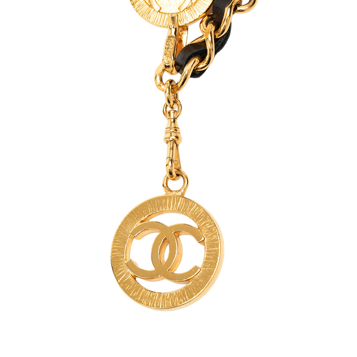 Chanel plaqué Cuir Woven Chain Medallion Belt
