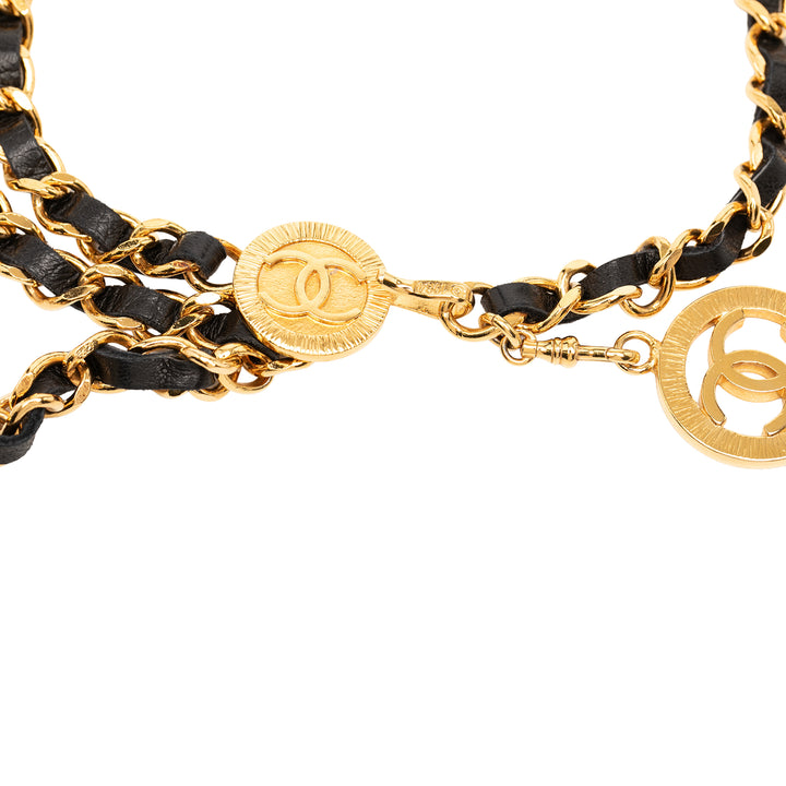 Chanel plaqué Cuir Woven Chain Medallion Belt