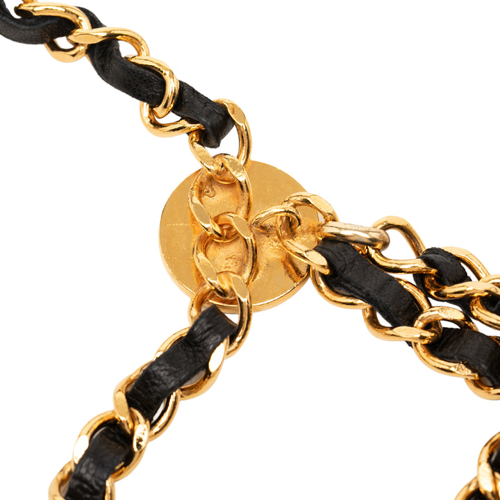 Chanel plaqué Cuir Woven Chain Medallion Belt