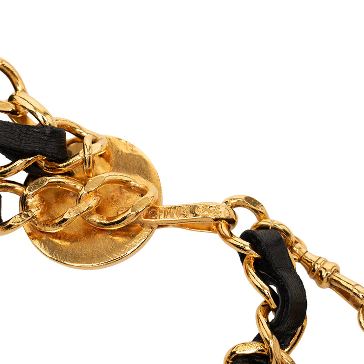 Chanel plaqué Cuir Woven Chain Medallion Belt