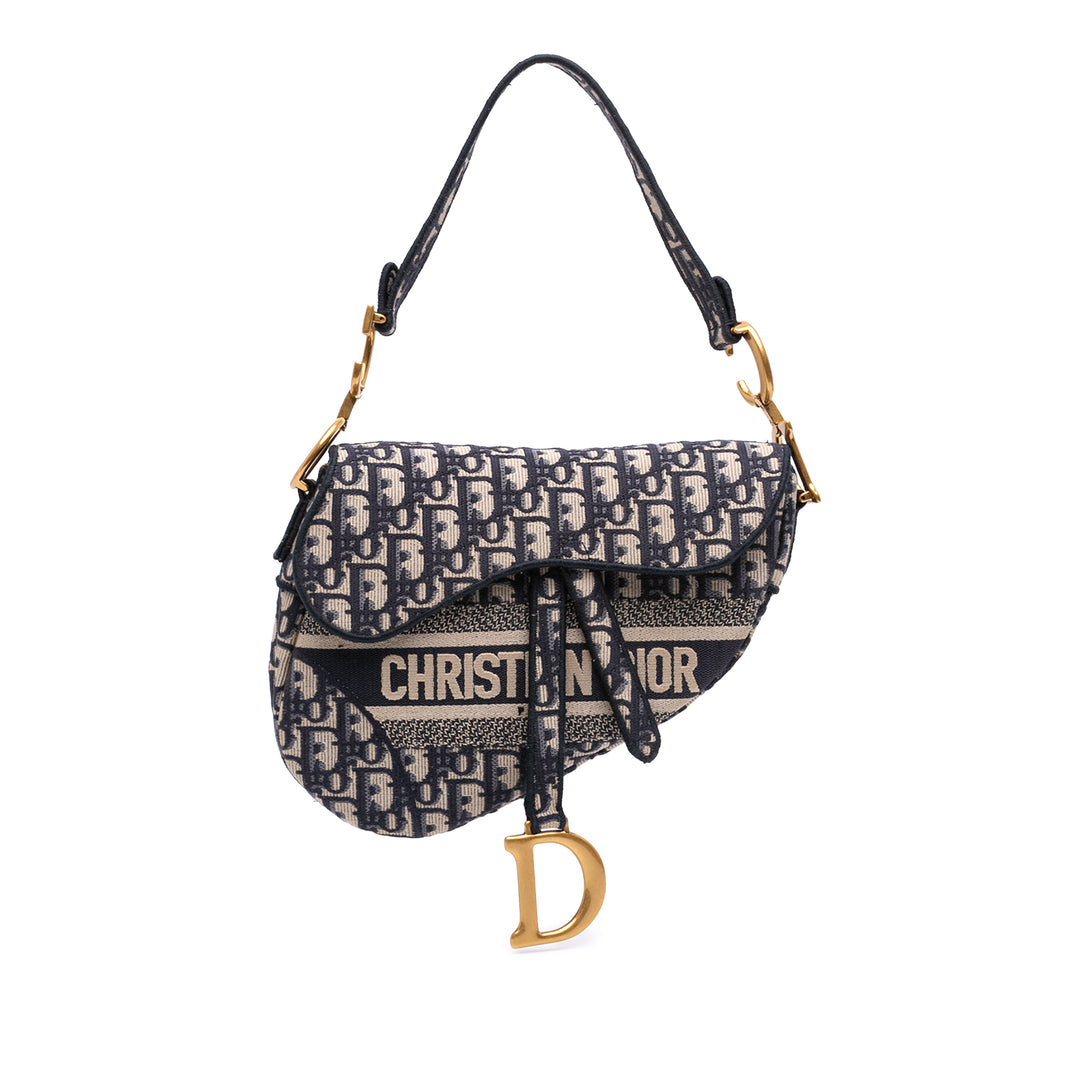 Dior Oblique brodé Toile Saddle Sac
