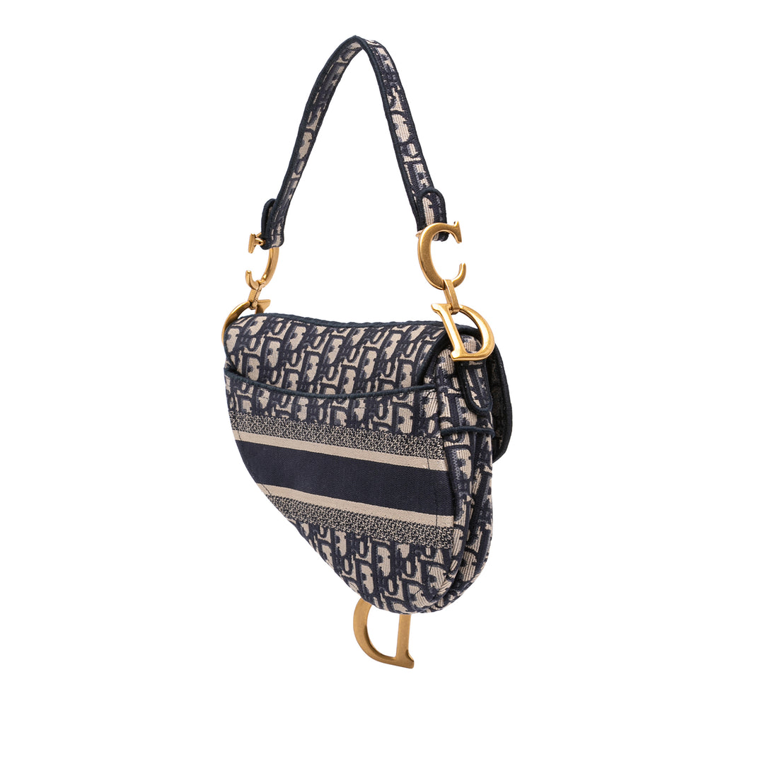 Dior Oblique brodé Toile Saddle Sac