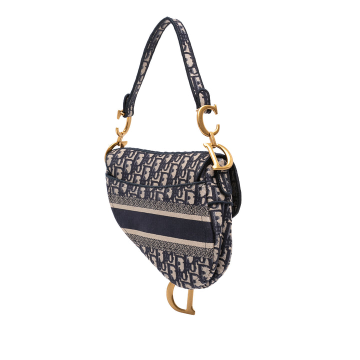 Dior Oblique brodé Toile Saddle Sac