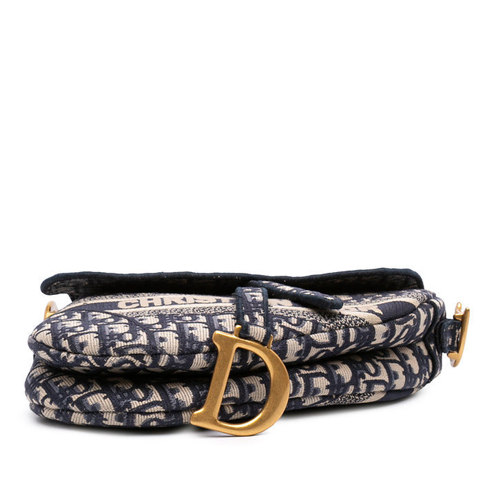 Dior Oblique brodé Toile Saddle Sac