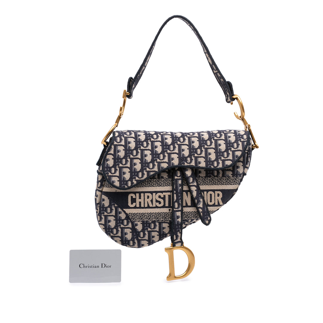 Dior Oblique brodé Toile Saddle Sac
