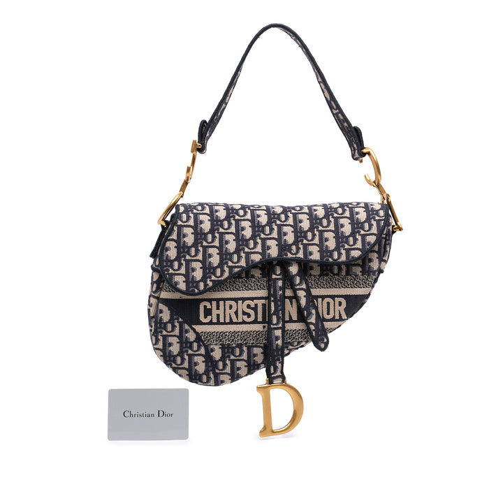 Dior Oblique brodé Toile Saddle Sac