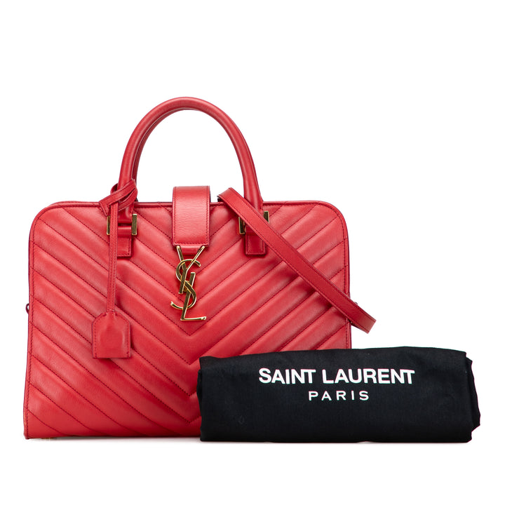 Saint Laurent Small Chevron Cuir de veau Monogram Cabas