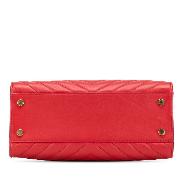 Saint Laurent Small Chevron Cuir de veau Monogram Cabas