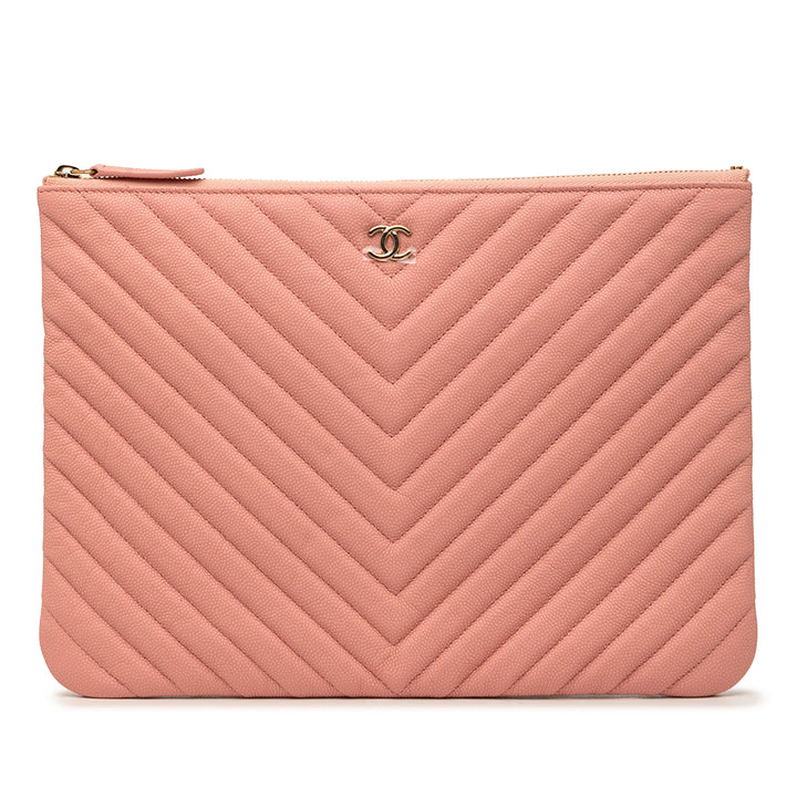 Chanel Medium CC Chevron Caviar O Étui Pochette