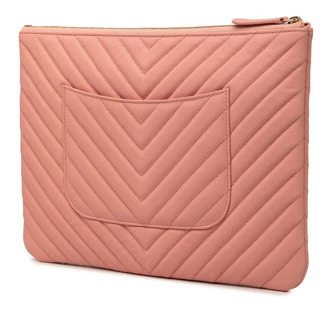Chanel Medium CC Chevron Caviar O Étui Pochette