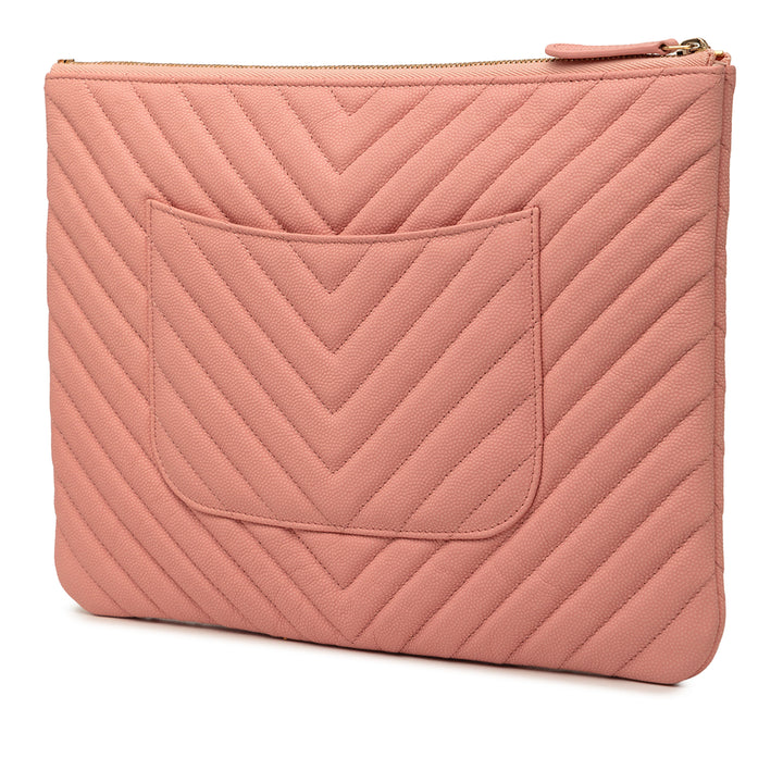 Chanel Medium CC Chevron Caviar O Étui Pochette