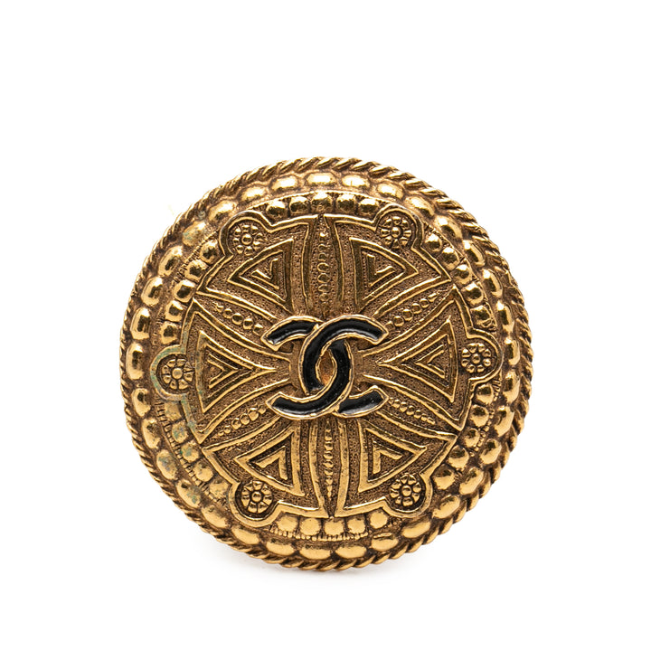 Chanel CC plaqué Rond Broche