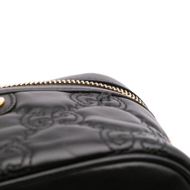 Mini GG Marmont Matelasse Leather Top Handle Vanity Chain Bag Black - Gaby Paris
