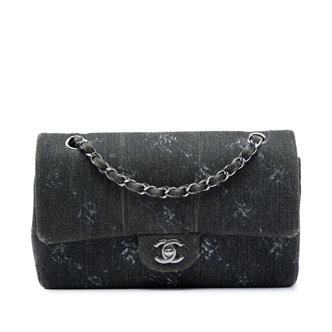 Chanel Classic Imprimé Double rabat Moyen Jean Noir – vue principale – GABY PARIS