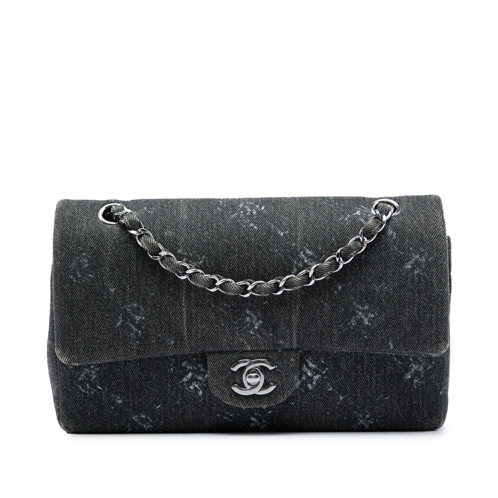 Chanel Classic Imprimé Double rabat Moyen Jean Noir – vue principale – GABY PARIS