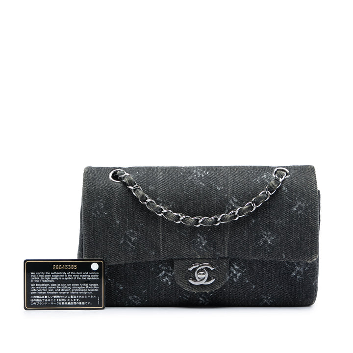 Chanel Classic Imprimé Double rabat Moyen Jean Noir – vue 6 – GABY PARIS