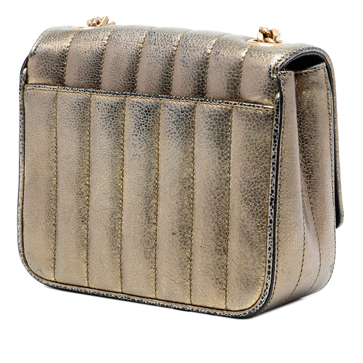 Saint Laurent Small Metallic Grain De Poudre Monogram Vicky Sac à chaîne