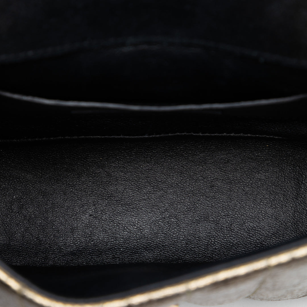 Saint Laurent Small Metallic Grain De Poudre Monogram Vicky Sac à chaîne