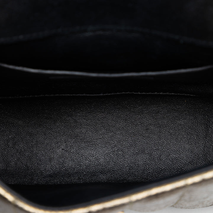 Saint Laurent Small Metallic Grain De Poudre Monogram Vicky Sac à chaîne