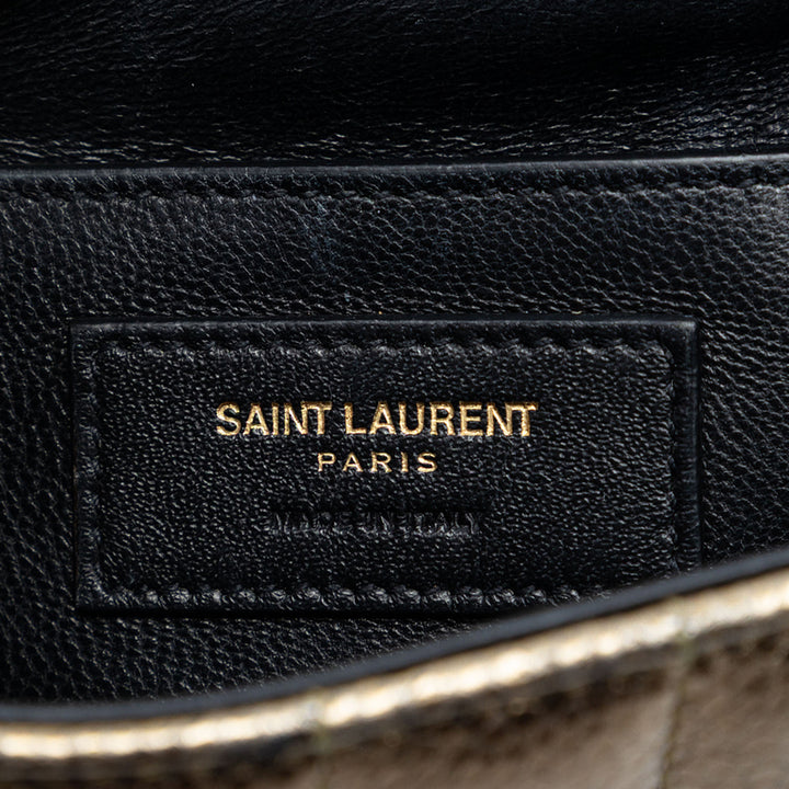 Saint Laurent Small Metallic Grain De Poudre Monogram Vicky Sac à chaîne