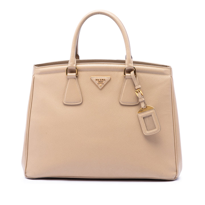 Prada Cabas Lux Parabole Saffiano Beige – vue principale – GABY PARIS