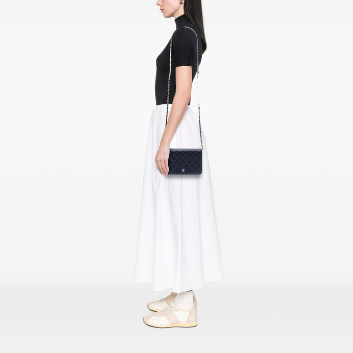 Chanel CC Matelassé Cuir d’agneau Perle Strap Wallet on Chain