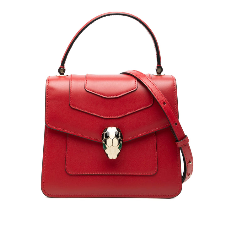 Bvlgari Sac à main Serpenti Forever à Petit Cuir de veau Rouge – vue principale – GABY PARIS