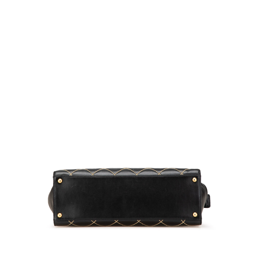 CC Lambskin Wild Stitch Handbag Black - Gaby Paris