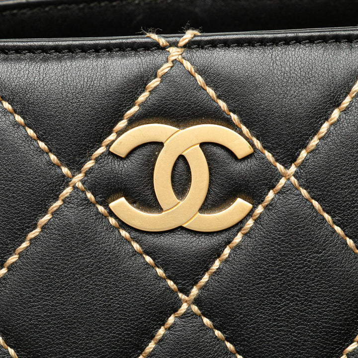CC Lambskin Wild Stitch Handbag Black - Gaby Paris