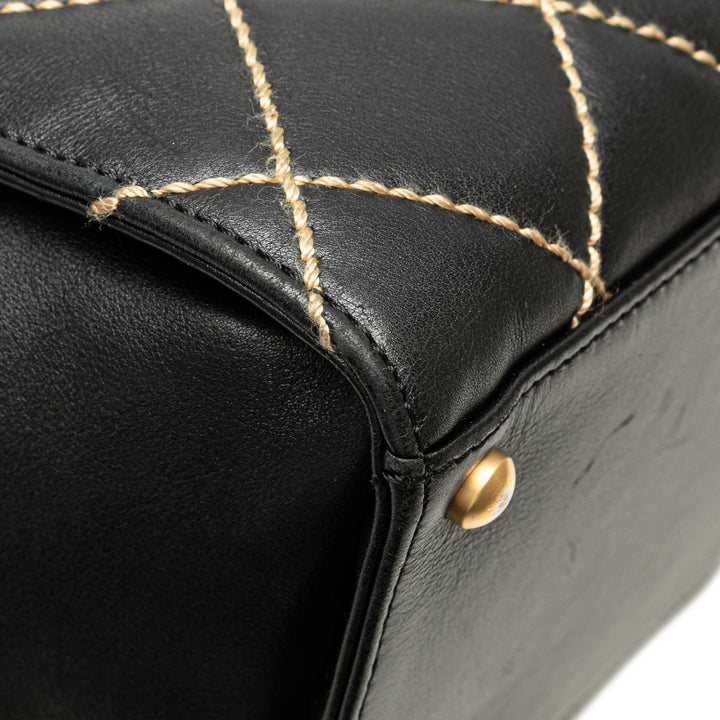 CC Lambskin Wild Stitch Handbag Black - Gaby Paris