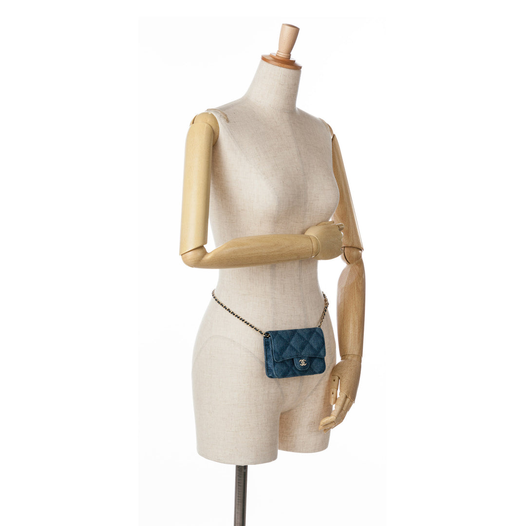 Denim Printed Belt Bag Blue - Gaby Paris