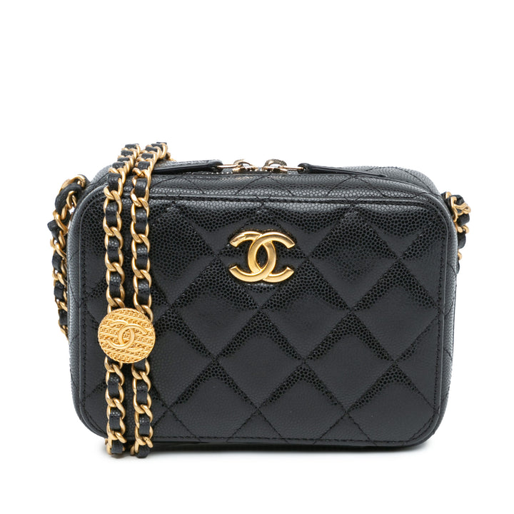 Quilted Caviar Twist Your Buttons Crossbody Black - Gaby Paris