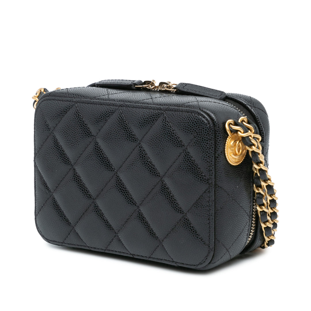 Quilted Caviar Twist Your Buttons Crossbody Black - Gaby Paris