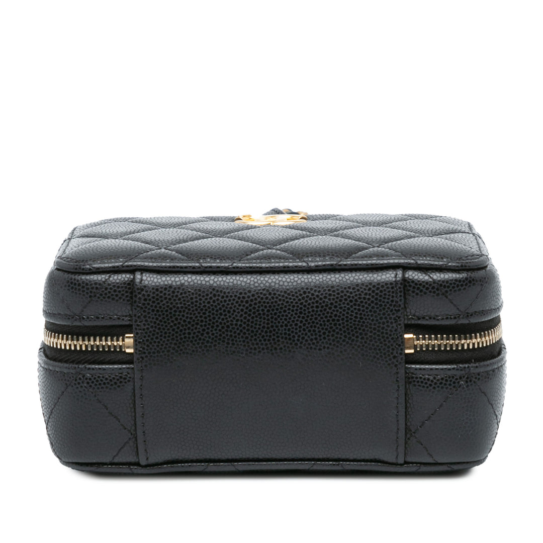 Quilted Caviar Twist Your Buttons Crossbody Black - Gaby Paris