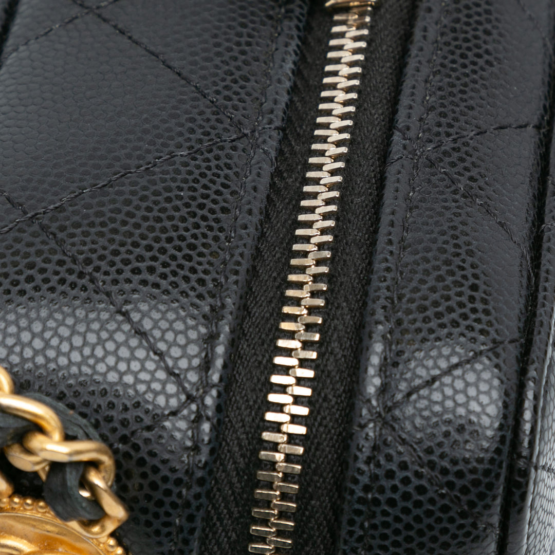 Quilted Caviar Twist Your Buttons Crossbody Black - Gaby Paris