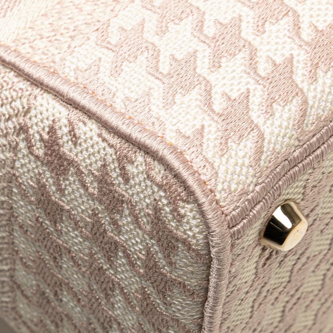 Medium Canvas Houndstooth Embroidered Lady D Lite Pink - Gaby Paris