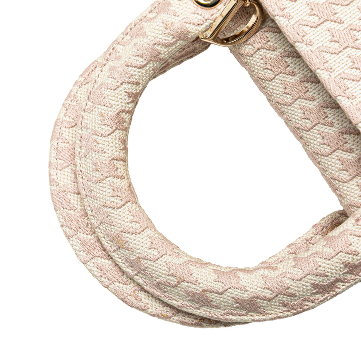Medium Canvas Houndstooth Embroidered Lady D Lite Pink - Gaby Paris