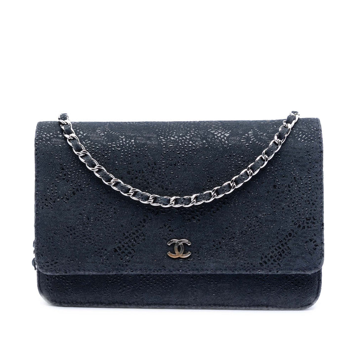 Chanel CC Lace Overlay Cuir de chèvre Wallet on Chain
